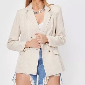 Nasty Gal Check Oversized Double Breasted Blazer
